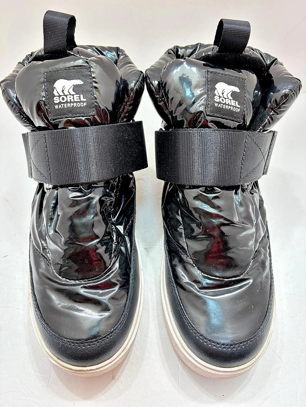 NIB Sorel Women’s Out N About Puffy Mid Strap Waterproof Snow Boot Black Sz 7.5